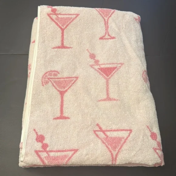 ECO-MELANGE BEACH TOWEL - Pink Martini Glass Patterned - Reversible - Picture 3 of 12